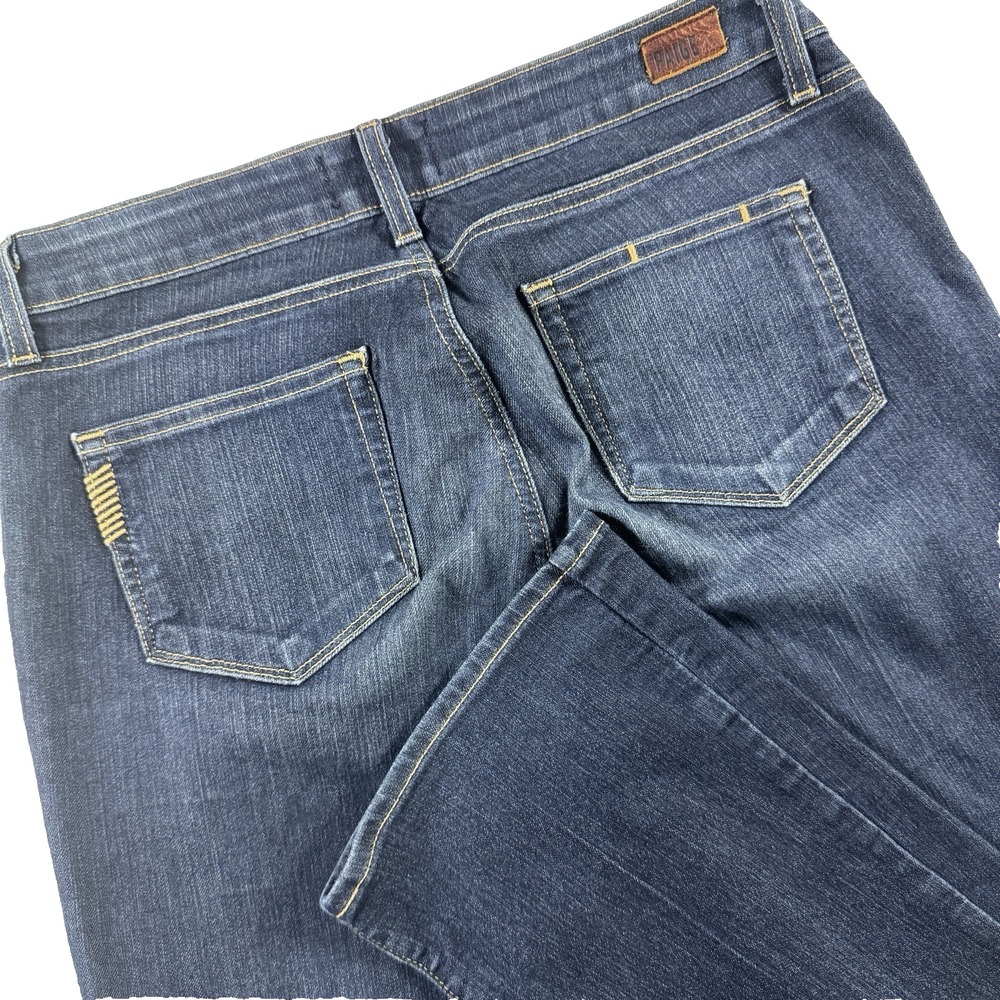 Paige Manhattan Bootcut Jeans Women 29 Blue Leyland Dark Wash Stretch Denim